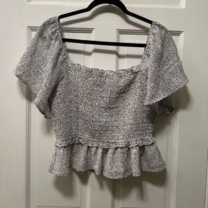 Astr The Label White Blue Ditsy Top‎